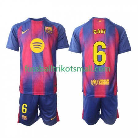 Fußballtrikots FC Barcelona Gavi 6 Kinder 2025-2026 Kurzarm Heimtrikotsatz kaufen